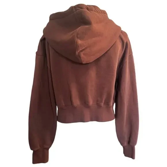 Nike Sportswear Phoenix Fleece Cropped Hoodie Brown Full Zip Loose Women’s L - Picture 4 of 7
